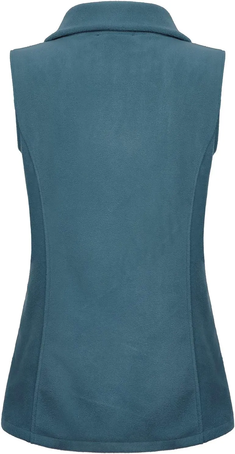 SeSe Code Women's Casual Zip Up Front Lightweight Fleece Vest with Pockets