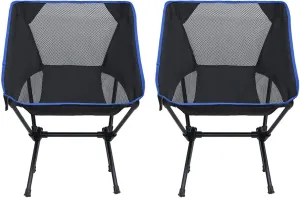 Set of 2 Outdoor Camping Chairs for Adults, Ultralight Portable Folding Chair with Carry Bag, 600D Oxford Fabric, 100KG Load Capacity, for Travel, Beach, Picnic, Hiking,Black a