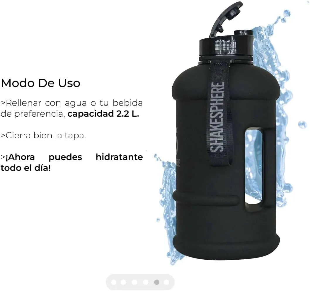 SHAKESPHERE Large Sports Water Bottle for Men & Women, 2.2 Fl Oz - BPA Free Big Plastic Insulated Water Jug for Hydration, Gym, Workout, Hiking, Football, Baseball, Soccer, Boys & Girls (Matte Black)