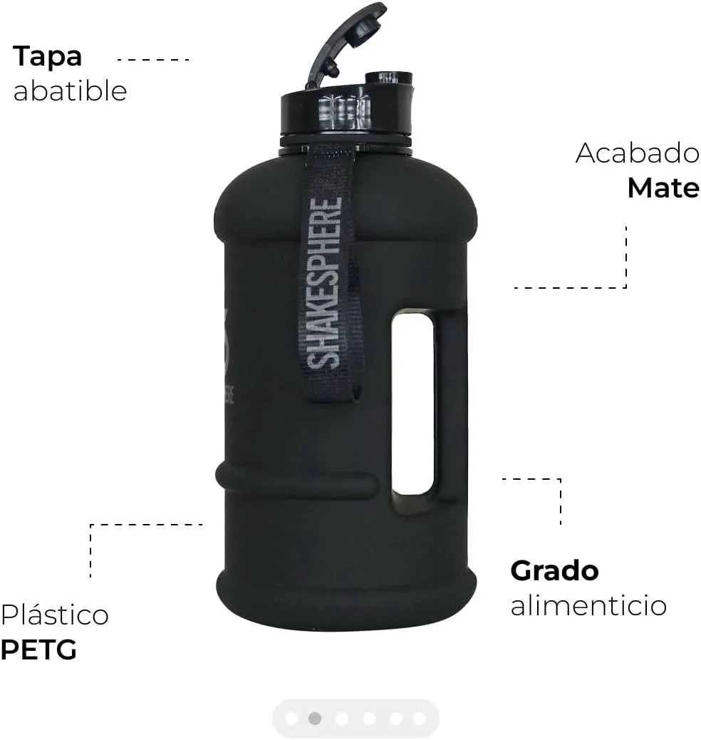 SHAKESPHERE Large Sports Water Bottle for Men & Women, 2.2 Fl Oz - BPA Free Big Plastic Insulated Water Jug for Hydration, Gym, Workout, Hiking, Football, Baseball, Soccer, Boys & Girls (Matte Black)