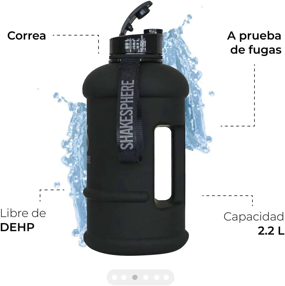 SHAKESPHERE Large Sports Water Bottle for Men & Women, 2.2 Fl Oz - BPA Free Big Plastic Insulated Water Jug for Hydration, Gym, Workout, Hiking, Football, Baseball, Soccer, Boys & Girls (Matte Black)
