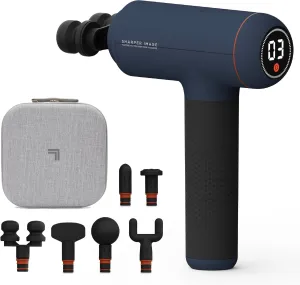 Sharper Image Powerboost Max Massage Gun - 6 Attachments, 7 Speeds, Quiet Motor| Deep Tissue Percussion Massager| Handheld Massage Tool for Back Shoulder Legs Full Body| Muscle Recovery & Pain Relief