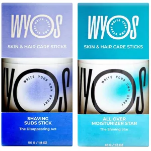 Shaving Cream Stick & Moisturizer Oil Stick Stocking Stuffer Bundle | Travel Size, Leak Free, Vegan, Cruelty Free, Sulfate Free, Portable, Paraben Free, Sulfate Free