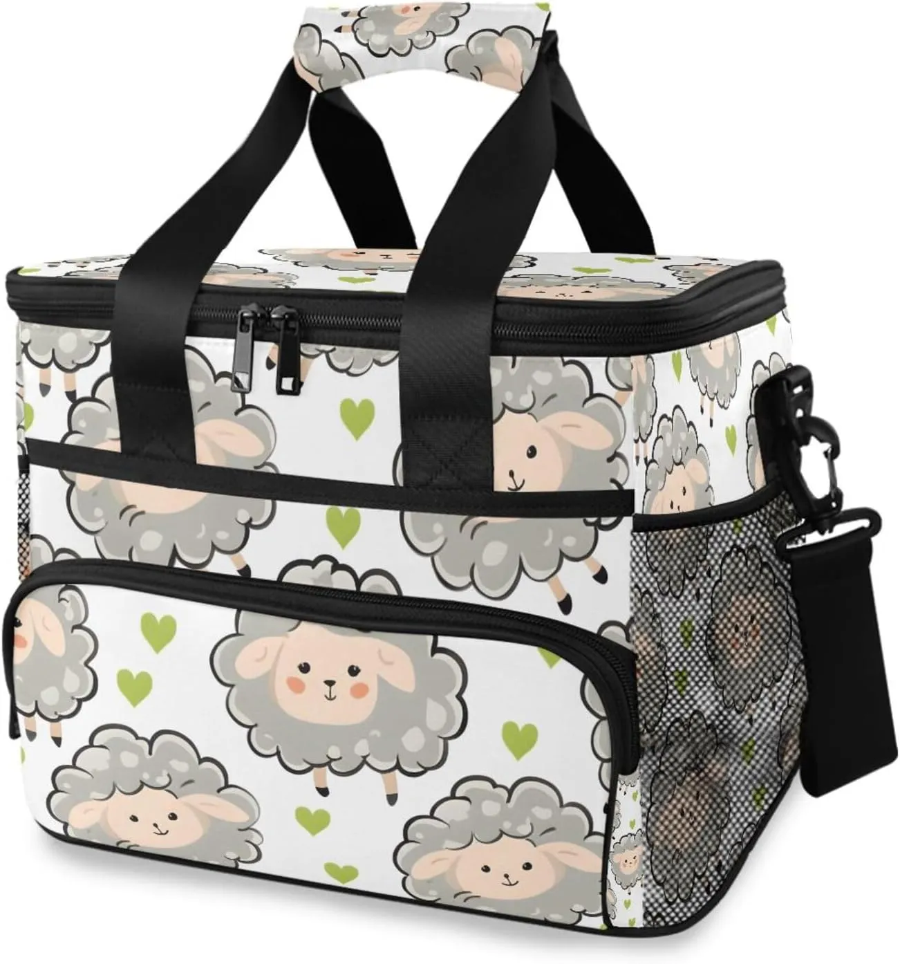 Sheep Farm Animal Cooler Bag Insulated Cooler Soft Sided Cooler 24 Can Portable Picnic Bag Large Leakproof Lunch Bag Box for Beach Grocery Camping Travel Car Men Women