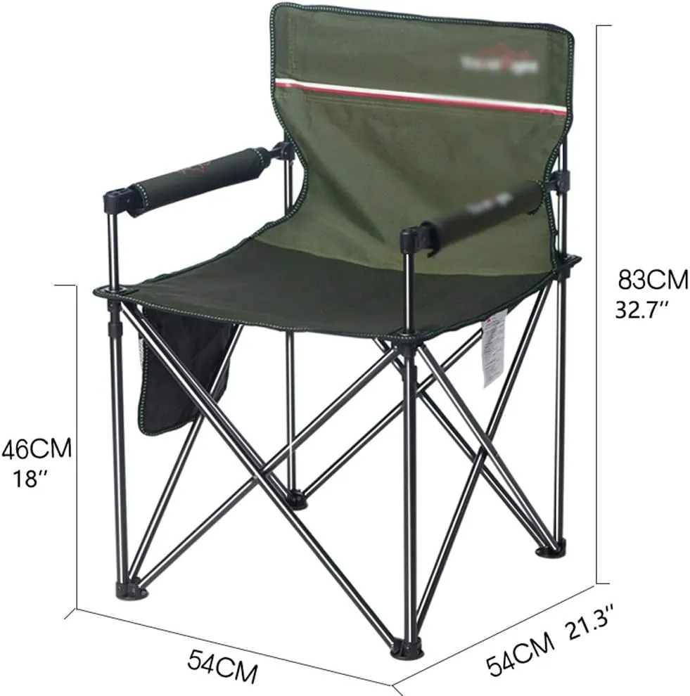 SHQ Folding Chair Outdoor Chair Folding Camping Padded Outdoor Chair with Armrest, Heavy Duty High BackCamp Chair for Backpacking, Travel Folding Chairs (Color : Black)