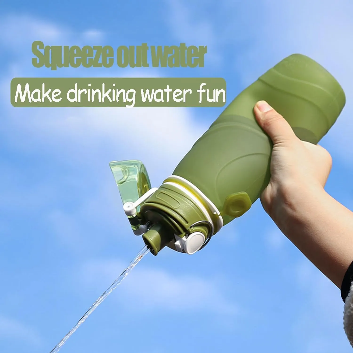 Silicone Foldable Water Bottle Cup Portable Sport Water Bottle Leakproof BPA Free Travel Water Bottles Gym Travel Camping Hiking Sport Outdoor Indoor Sport Travel Telescopic Cup(Black,Large)