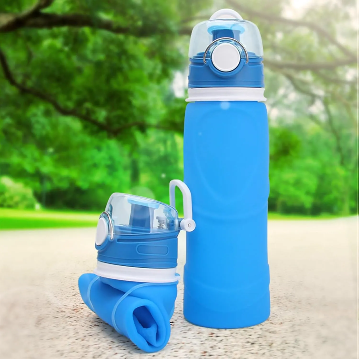 Silicone Foldable Water Bottle Cup Portable Sport Water Bottle Leakproof BPA Free Travel Water Bottles Gym Travel Camping Hiking Sport Outdoor Indoor Sport Travel Telescopic Cup(Black,Large)