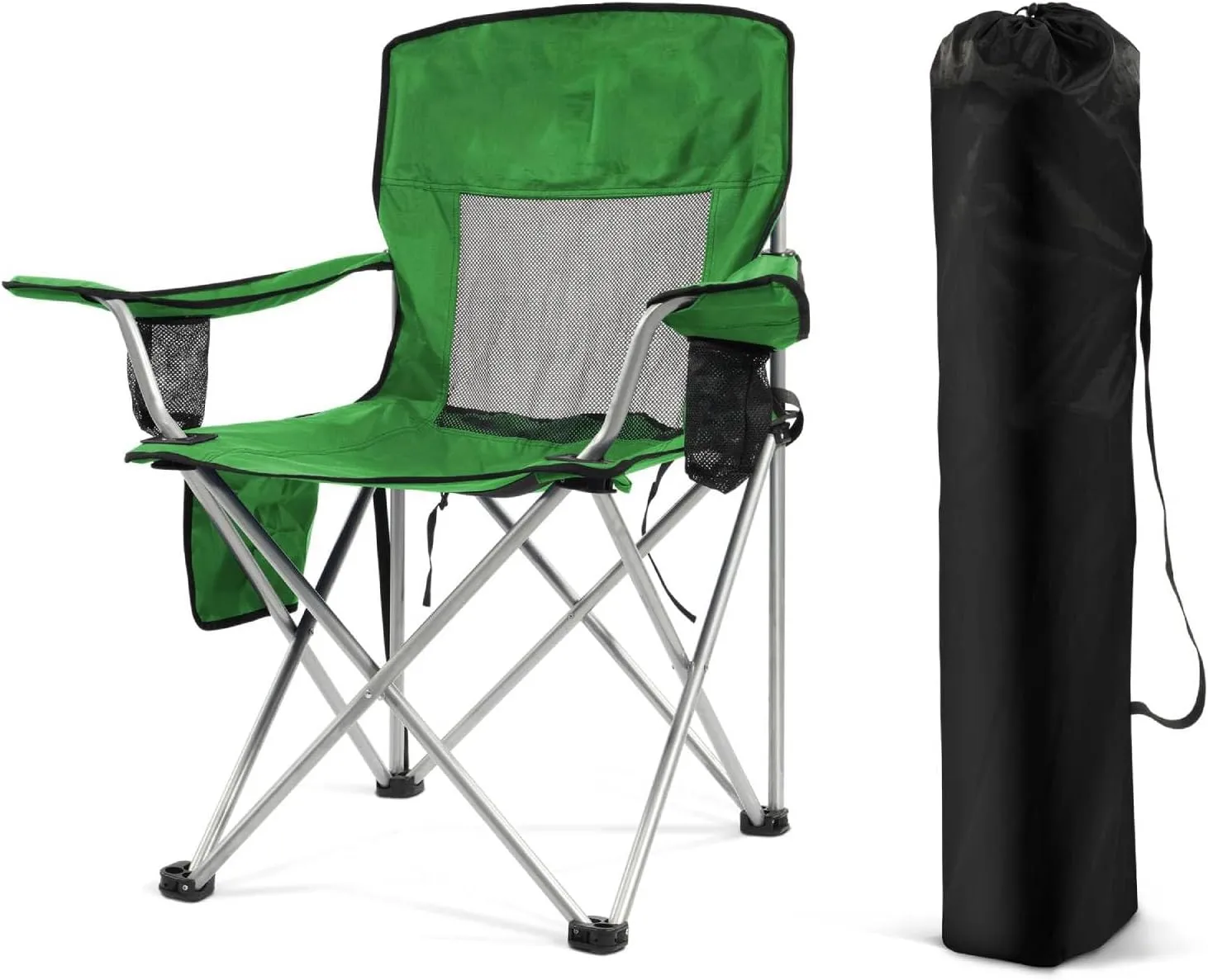 Simple Deluxe Outdoor Foldable Camping Chair, Outdoor Camping Chair with Cup Holder and Carrying Bag, with 300lbs Capacity and Sturdy Material, for Hiking, Fishing and Camping, Green