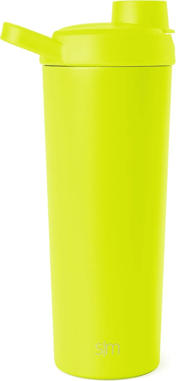 Simple Modern Stainless Steel Shaker Bottle with Ball 24oz | Metal Insulated Cup for Protein Mixes, Shakes and Pre Workout | Rally Collection | Chartreuse