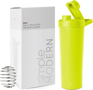 Simple Modern Stainless Steel Shaker Bottle with Ball 24oz | Metal Insulated Cup for Protein Mixes, Shakes and Pre Workout | Rally Collection | Chartreuse