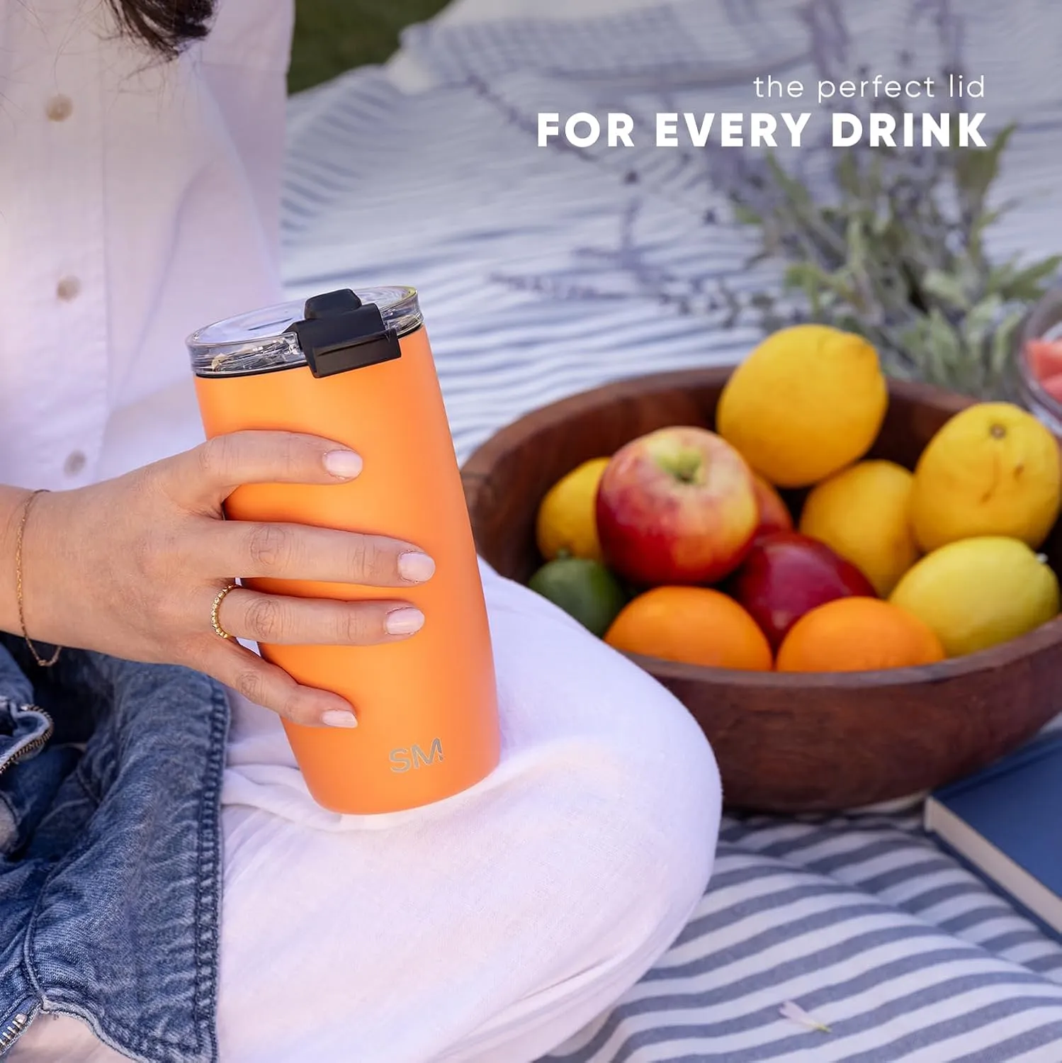 Simple Modern Travel Coffee Mug Tumbler with Flip Lid | Reusable Insulated Stainless Steel Cold Brew Iced Coffee Cup Thermos | Gifts for Women Men Him Her | Voyager Collection | 16oz | Checkmate