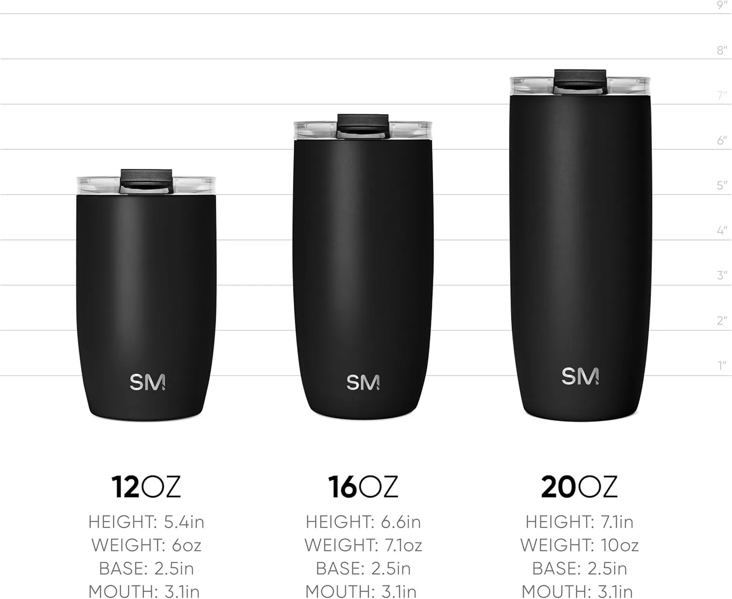 Simple Modern Travel Coffee Mug Tumbler with Flip Lid | Reusable Insulated Stainless Steel Cold Brew Iced Coffee Cup Thermos | Gifts for Women Men Him Her | Voyager Collection | 16oz | Checkmate