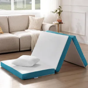 SINWEEK Memory Foam Folding Mattress with Pillow & Storage Bag, 4 Inch Trifold Foldable Mattress Portable Floor Mattress Guest Bed for Camping and Sleeping