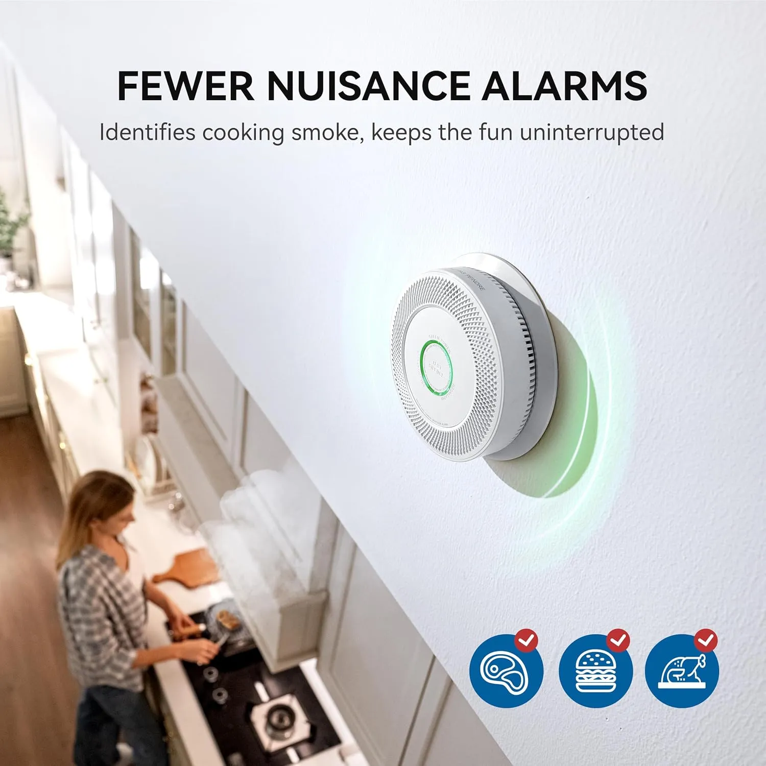 SITERWELL Hardwired Interconnected Smoke and Carbon Monoxide Detector, 10 Year Product Life Alarm Smoke Carbon Monoxide Detector with 2 AA Batteries Back Up, Smoke and CO Detector Voice Alert,1 Pack