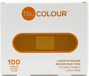 Skin Tone Shade Fabric Bandages (100 Count) – Flexible, Waterproof, PFAS-Free Adhesive Strips Help Protect Cuts, Scrapes, Scratches – Brown, 1 in x 3 in