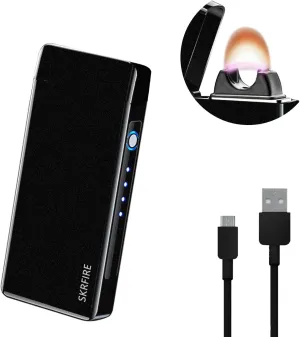 SKRFIRE Electric Lighter Windproof, Flame Electric Lighter Plasma-Flame Arc Lighter Rechargeable USB Lighter Flame Lighter with Battery Indicator (Black)