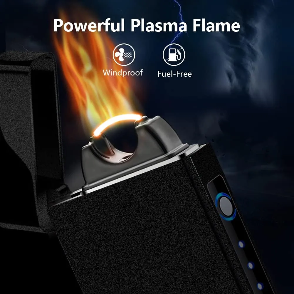 SKRFIRE Electric Lighter Windproof, Flame Electric Lighter Plasma-Flame Arc Lighter Rechargeable USB Lighter Flame Lighter with Battery Indicator (Black)