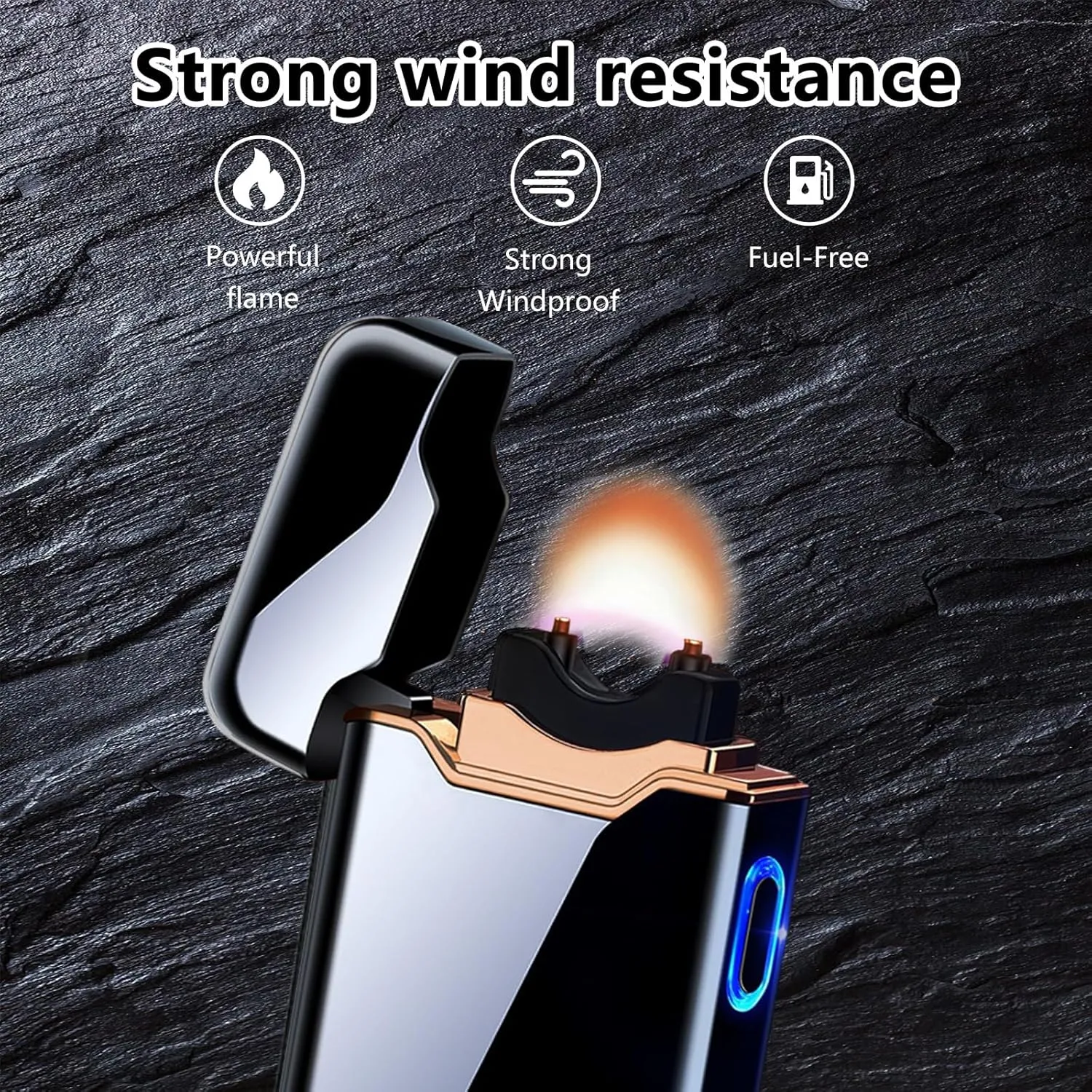 SKRFIRE Windproof Electric Lighter - Large Plasma Flame Arc Lighter, Rechargeable USB, Battery Indicator for Candle (Black)