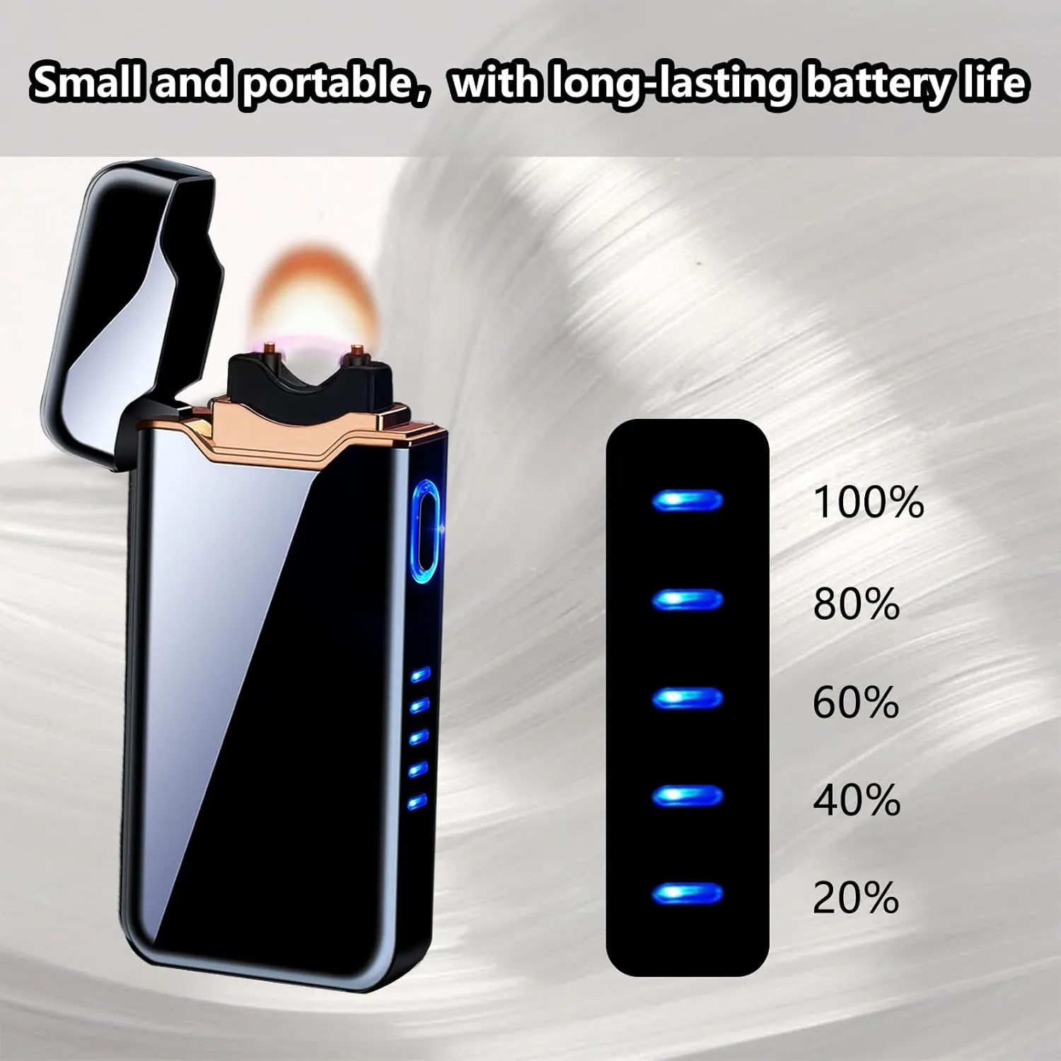 SKRFIRE Windproof Electric Lighter - Large Plasma Flame Arc Lighter, Rechargeable USB, Battery Indicator for Candle (Black)