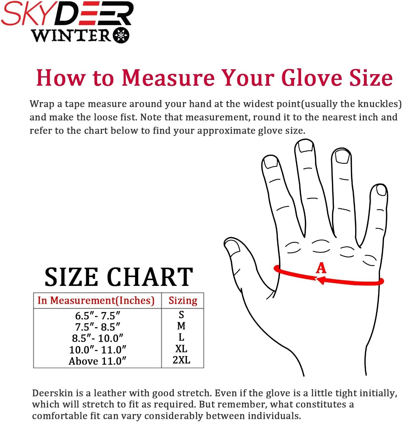 SKYDEER Winter Gloves with Soft Deerskin Suede Leather & Thermal Polar Fleece & Warm 3M Thinsulate Insulation (SD8661T)