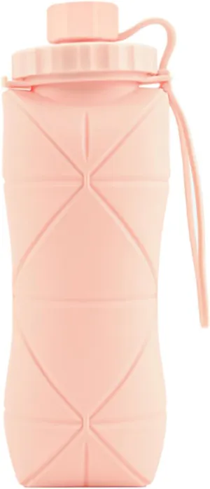 SKYDUE Collapsible Water Bottles, Silicone Foldable Portable Water Bottle 610ml, Lightweight Reusable Leakproof for Travel Camping Hiking Cycling Yoga Sports Outdoor (pink)