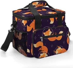 Sleeping Fox Space Star Portable 22.5L Soft Cooler Bag for Car Camping Leakproof Ice Chest with Adjustable Strap Insulated Lunch Box for Work Hiking Picnic