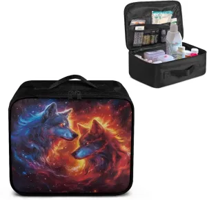 Small First Aid Kit Travel Bag Empty Cool Wolf First Aid Pouch Bag Portable Empty Emergency Trauma Kit Organizer Bag for School Dorm Hiking Camping Car Travel