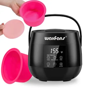 Smart Digital Wax Machine with Auto Temperature Control for Safe Hair Removal - Suitable for Brazilian, Bikini, Facial, Eyebrow, Nose & Full Body Waxing (with a Silicone Bowl)