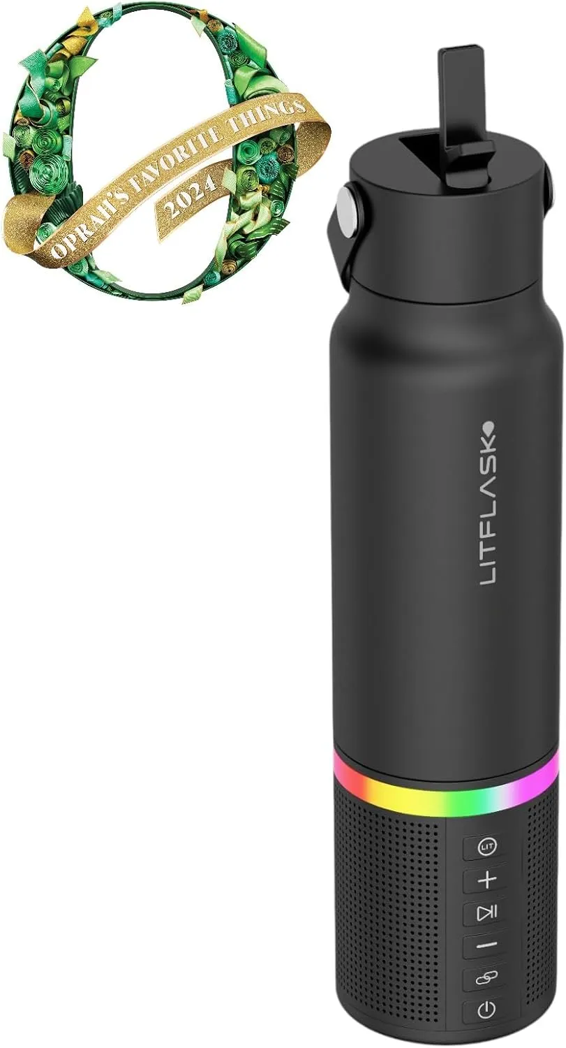 Smart Water Bottle with Premium Bluetooth Speaker, Portable Charger, LED Light, Stainless Steel, Mix & Match Colors, 20oz - Oprah's Favorite Things 2024