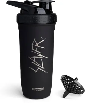 Smartshake Rockband Reforce Stainless Steel Protein Shaker Bottle 900 ml | 30 oz - Leakproof Screw-on Lid - BPA Free - Not Insulated – Unisex - Slayer, Scratchy Logo on Bottle
