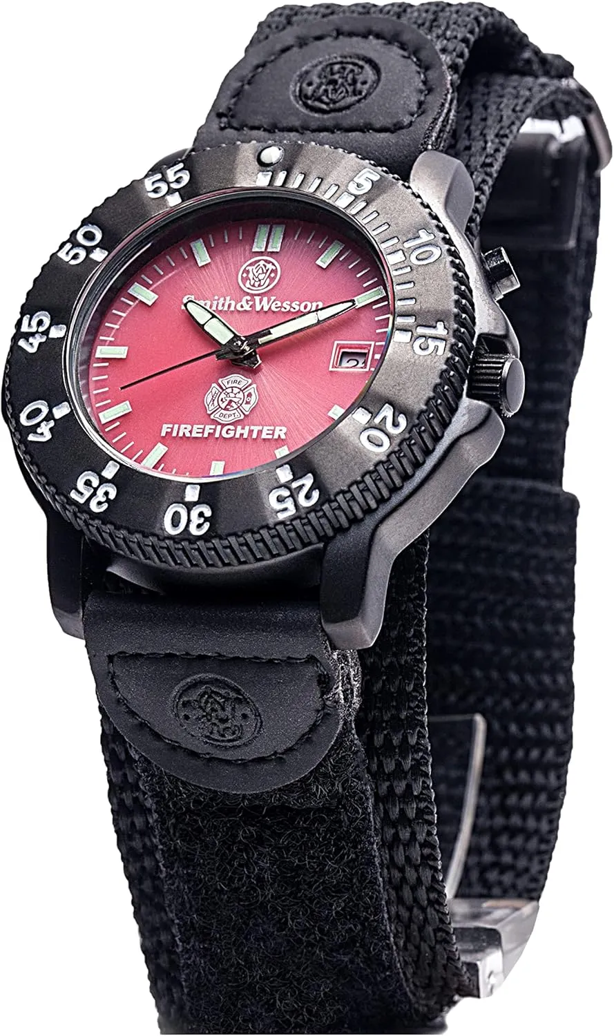 Smith & Wesson EMT Tactical Men's Watch, Black Nylon Strap Band, Water Resistant, Date Display, Scratch Resistant Glass, Precision Quartz Movement, Military, EMS and Outdoor, 40mm, Christmas Gift