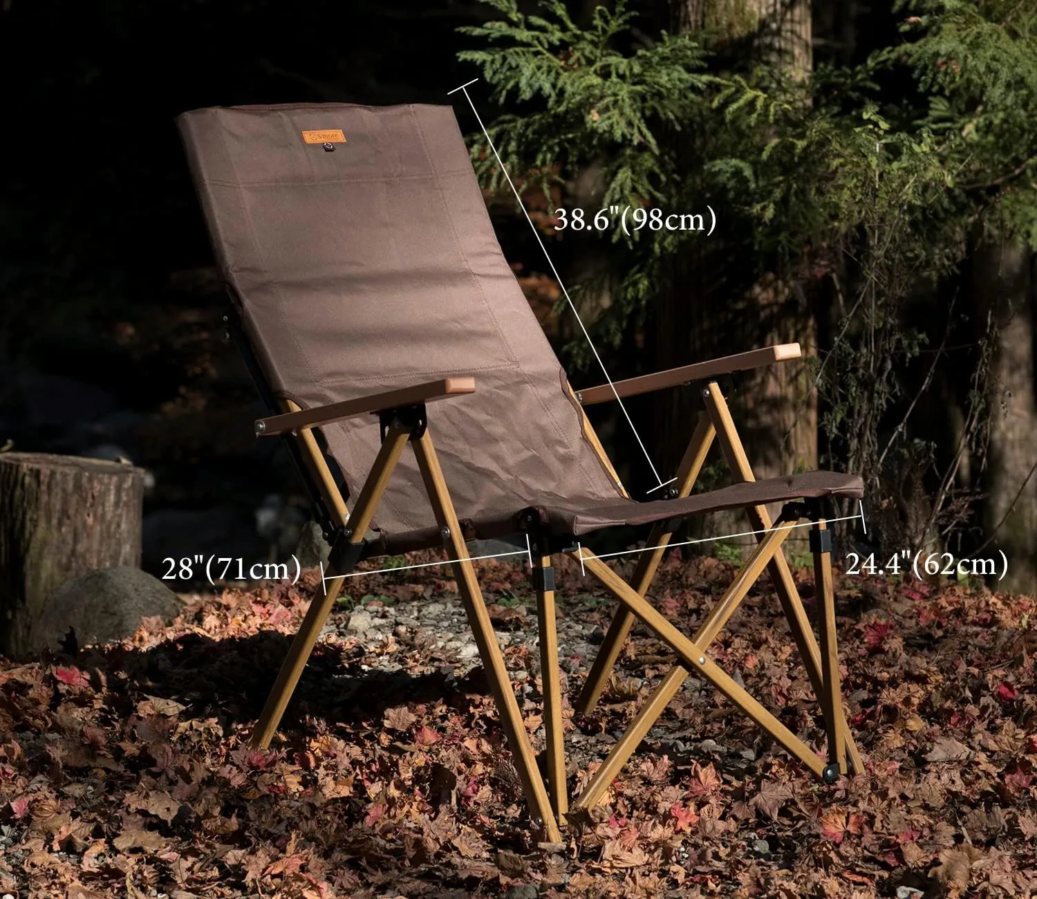 S'more 4-Level Adjustable Camping Chair with Armrests, High Back Reclining Outdoor Chair for Adults, Folding Lawn Chair with Carry Bag for Outdoor, Camping, Sporting Events, Fishing, Picnicking, Green