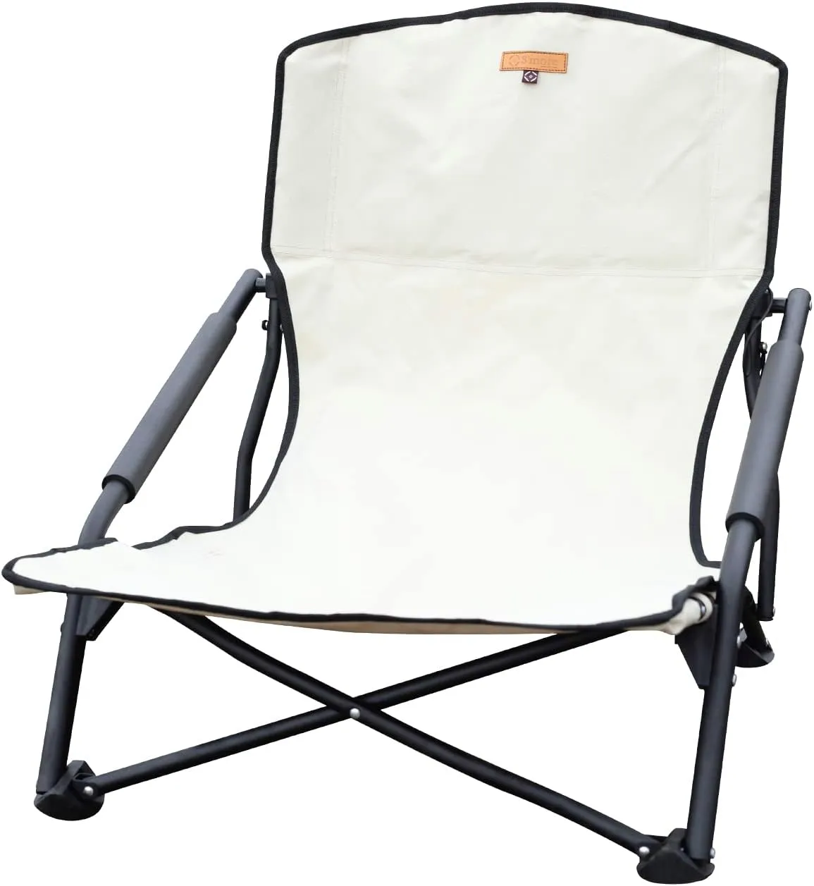 S'more Low Beach Chairs with Carry Bag, Camping Chair with Padded Armrests, Lightweight Folding Chairs for Camping, Hiking, Backpacking, Picnicking, Lawn, Outdoor, Concert, Sand, Beige
