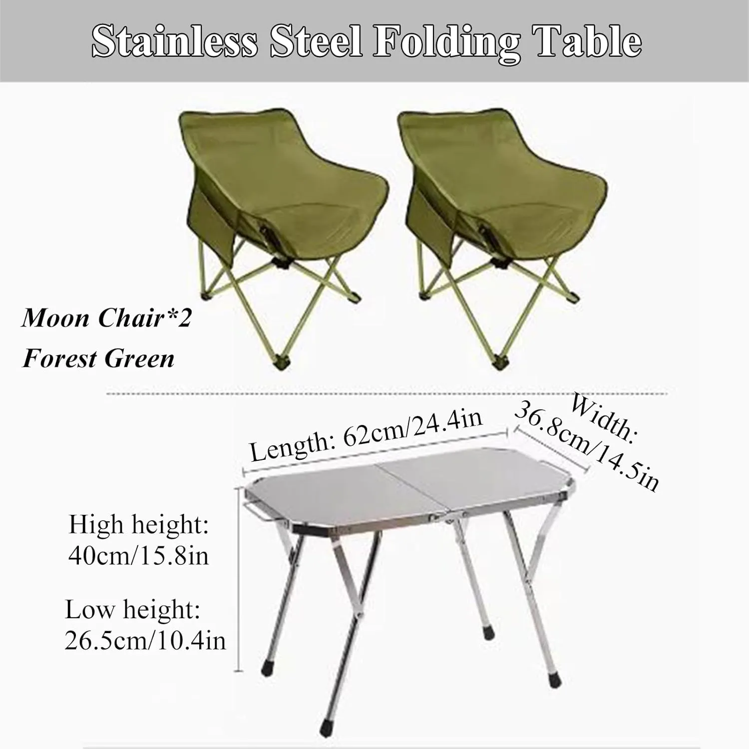 SOBOUR Stainless Steel Camping Table Adjustable Camping Table Foldable Picnic Table Roll Up Table Top with Carry Bag for Outdoor
