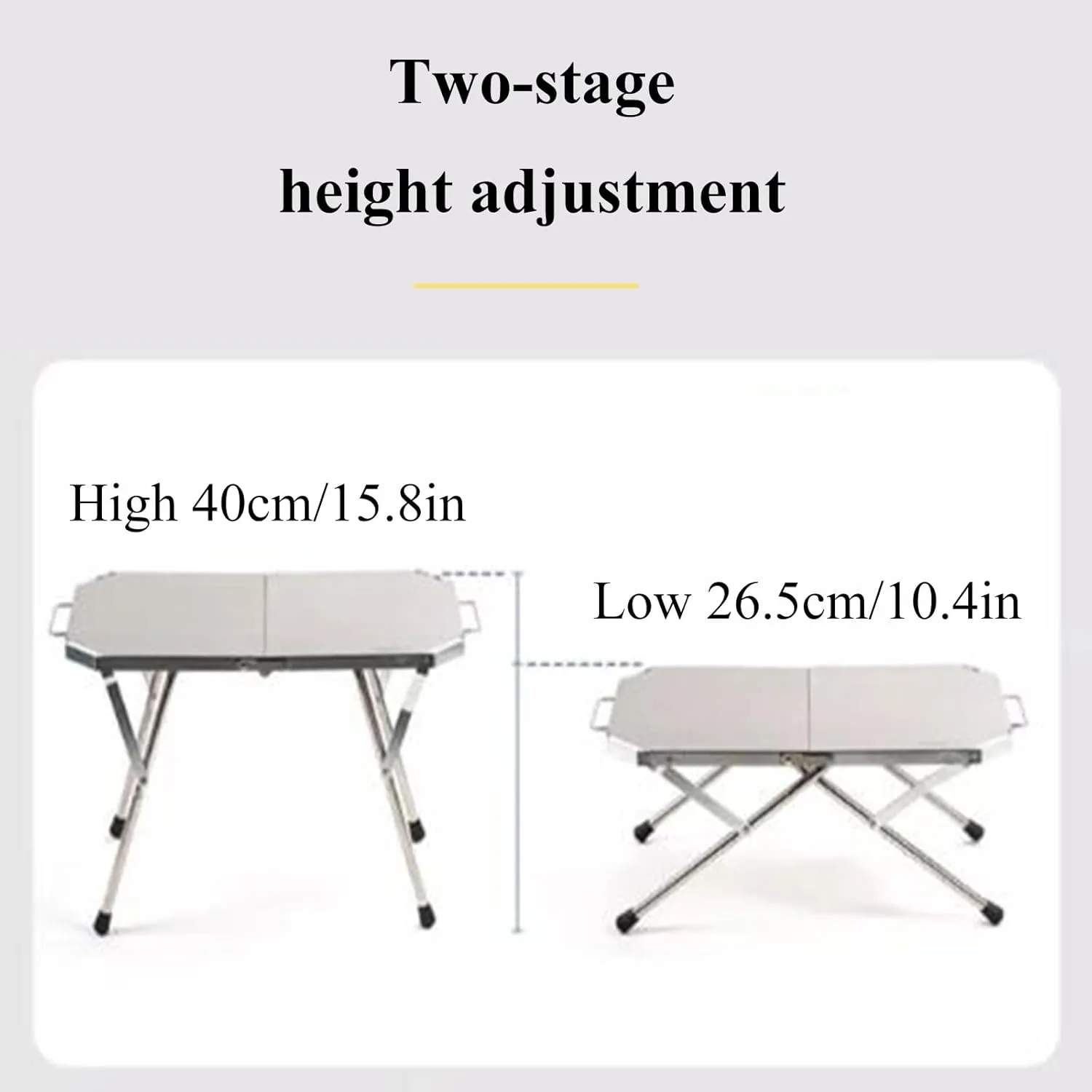 SOBOUR Stainless Steel Camping Table Adjustable Camping Table Foldable Picnic Table Roll Up Table Top with Carry Bag for Outdoor