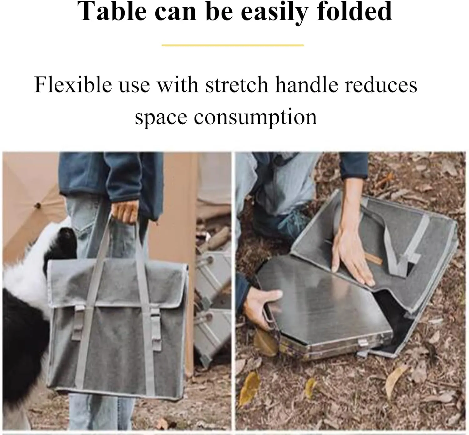 SOBOUR Stainless Steel Camping Table Adjustable Camping Table Foldable Picnic Table Roll Up Table Top with Carry Bag for Outdoor