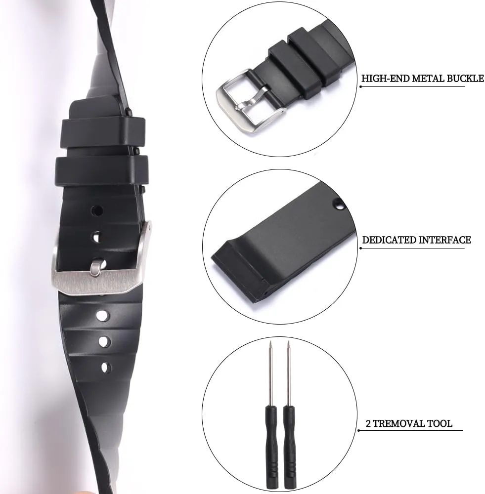 Soft Waterproof silicone watch strap Compatible with Cartier Santos 100 Women's Watchband 23mm Rubber Replacement Bracelet