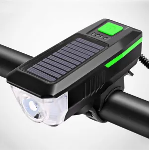Solar Bicycle Light USB Rechargeable Power Display MTB Mountain Road Bike Front Lamp with Horn Flashlight Bicycle Light