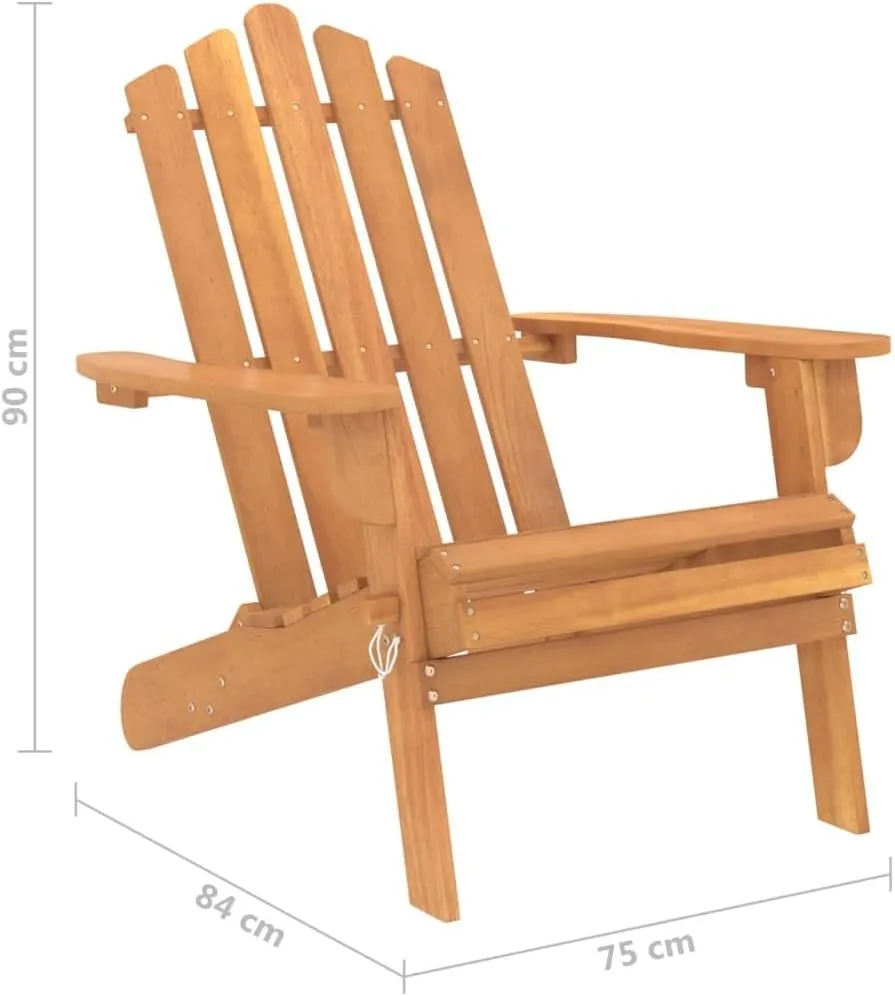 Solid Acacia Wood Patio Adirondack Chair with Foldable Footrest - Weather-Resistant Outdoor Lounge Chair for Garden, Poolside & Camping
