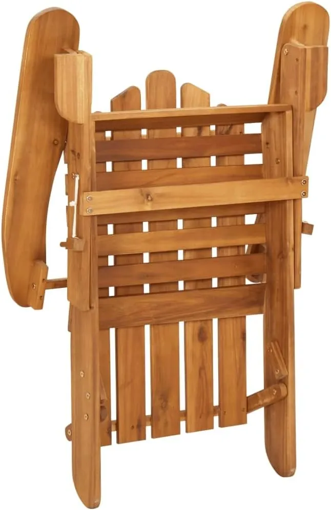 Solid Acacia Wood Patio Adirondack Chair with Foldable Footrest - Weather-Resistant Outdoor Lounge Chair for Garden, Poolside & Camping
