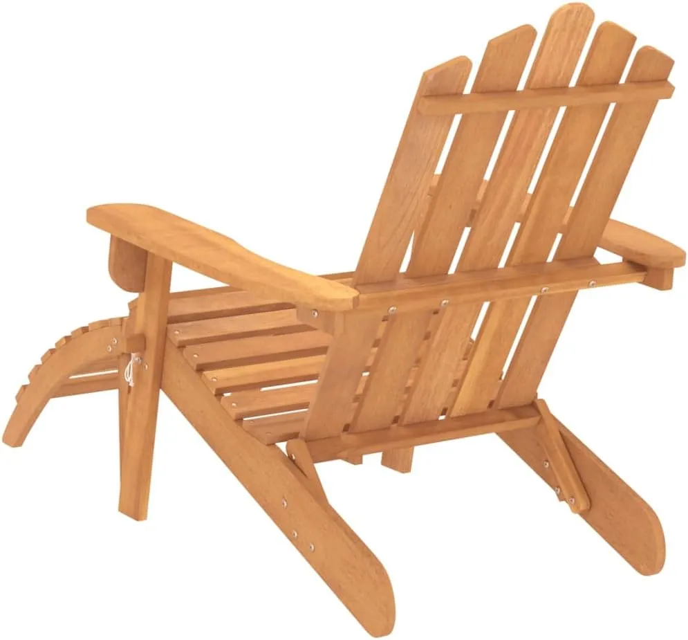 Solid Acacia Wood Patio Adirondack Chair with Foldable Footrest - Weather-Resistant Outdoor Lounge Chair for Garden, Poolside & Camping