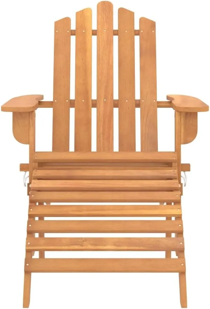Solid Acacia Wood Patio Adirondack Chair with Foldable Footrest - Weather-Resistant Outdoor Lounge Chair for Garden, Poolside & Camping