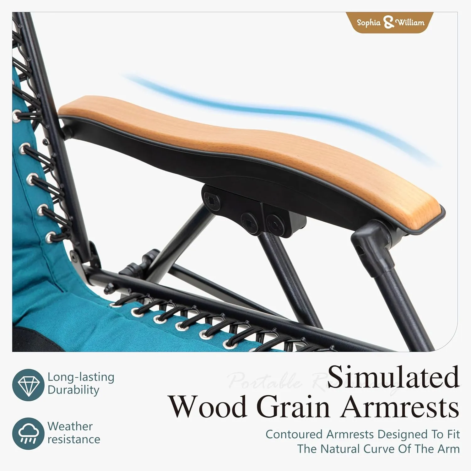 Sophia & William Oversize Zero Gravity Chair, Padded Recliner with Free Cup Holder, Supports 400 LBS (Aqua)