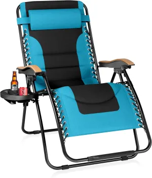 Sophia & William Oversize Zero Gravity Chair, Padded Recliner with Free Cup Holder, Supports 400 LBS (Aqua)