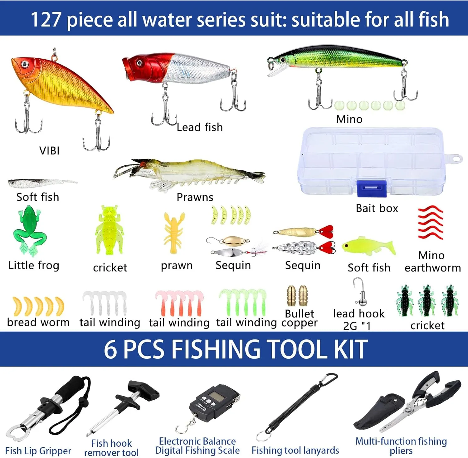 Sosation 482 Pcs Fishing Gear Equipment Kit, Backpack and Tackle Box with Tackle Included, Lures, Hooks, Sinkers Tools Accessories Kit Fishing Gifts for Men