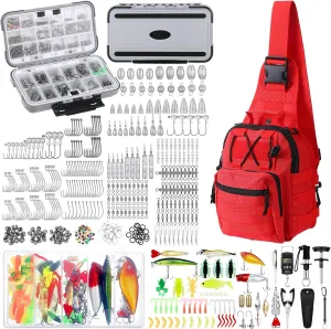 Sosation 482 Pcs Fishing Gear Equipment Kit, Backpack and Tackle Box with Tackle Included, Lures, Hooks, Sinkers Tools Accessories Kit Fishing Gifts for Men