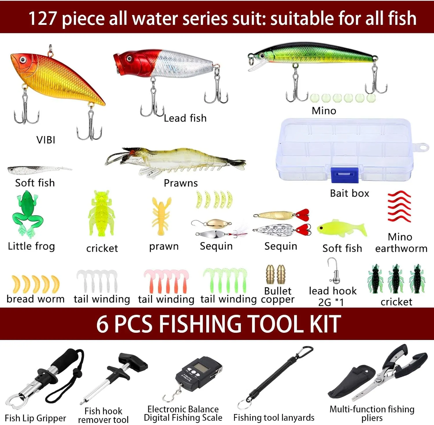 Sosation 482 Pcs Fishing Gear Equipment Kit, Backpack and Tackle Box with Tackle Included, Lures, Hooks, Sinkers Tools Accessories Kit Fishing Gifts for Men