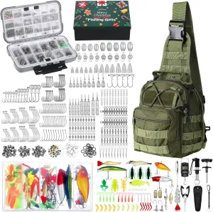 Sosation 482 Pcs Fishing Gear Equipment Kit, Backpack and Tackle Box with Tackle Included, Lures, Hooks, Sinkers Tools Accessories Kit Fishing Gifts for Men