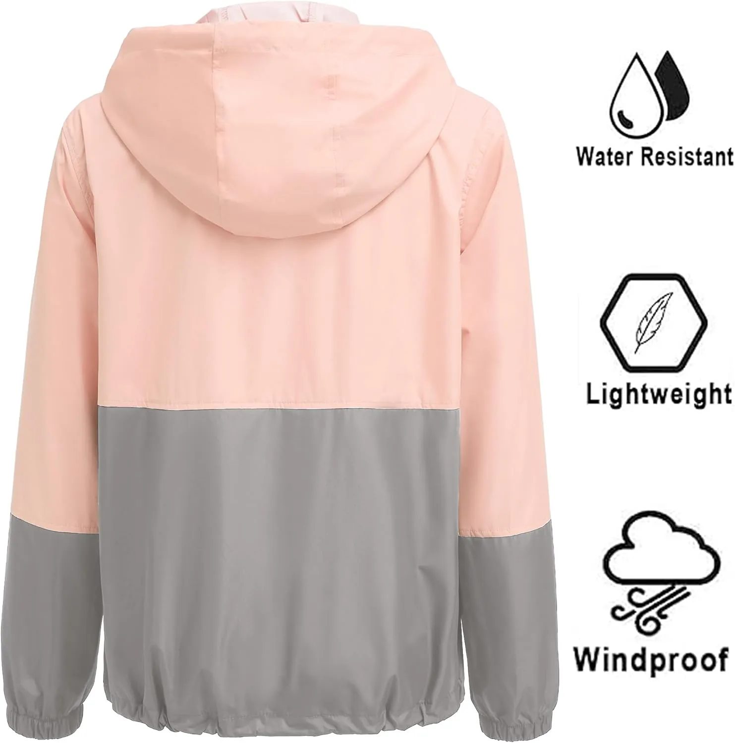 SoTeer Women's Waterproof Raincoat Outdoor Hooded Rain Jacket Windbreaker S-XXXL