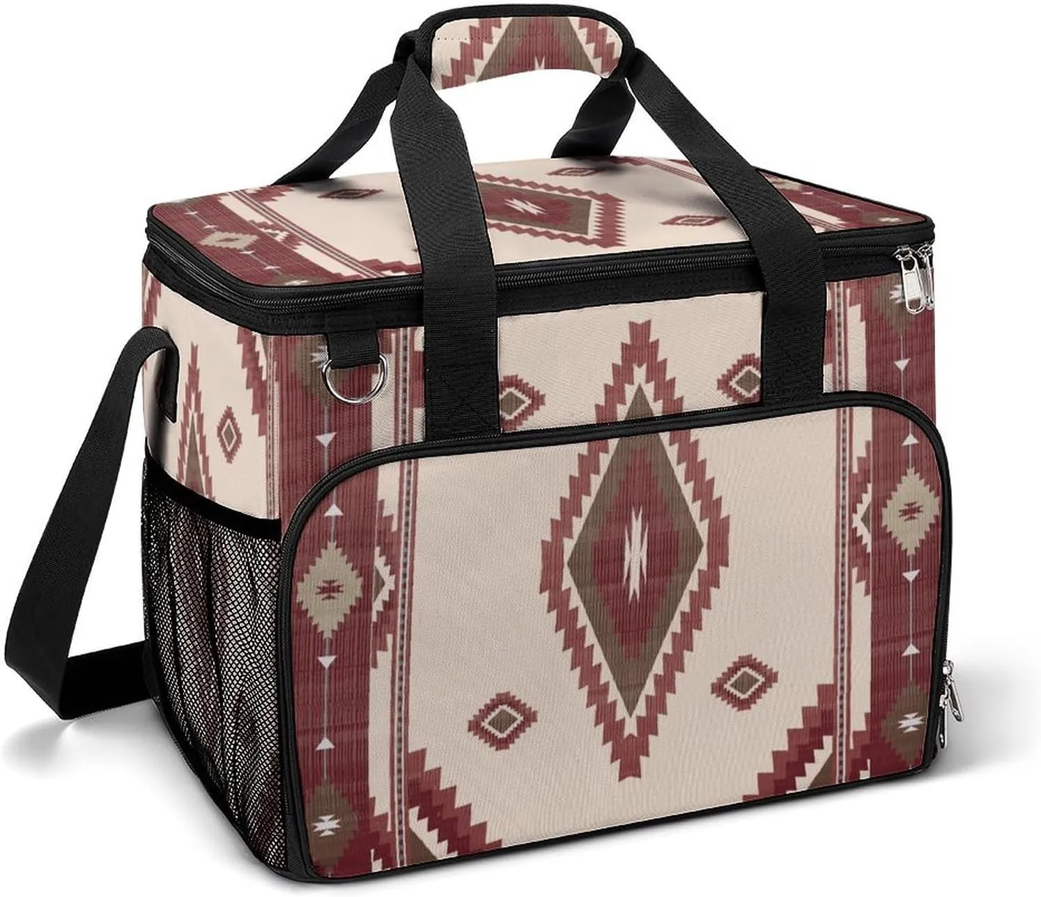 Southwestern Native American Aztec Ethnic Navajo Indian Pattern Cooler Bag, Collapsible Soft Sided Cooler, Large Leakproof Camping Cooler, Portable Travel Cooler for Camping, Road Trips